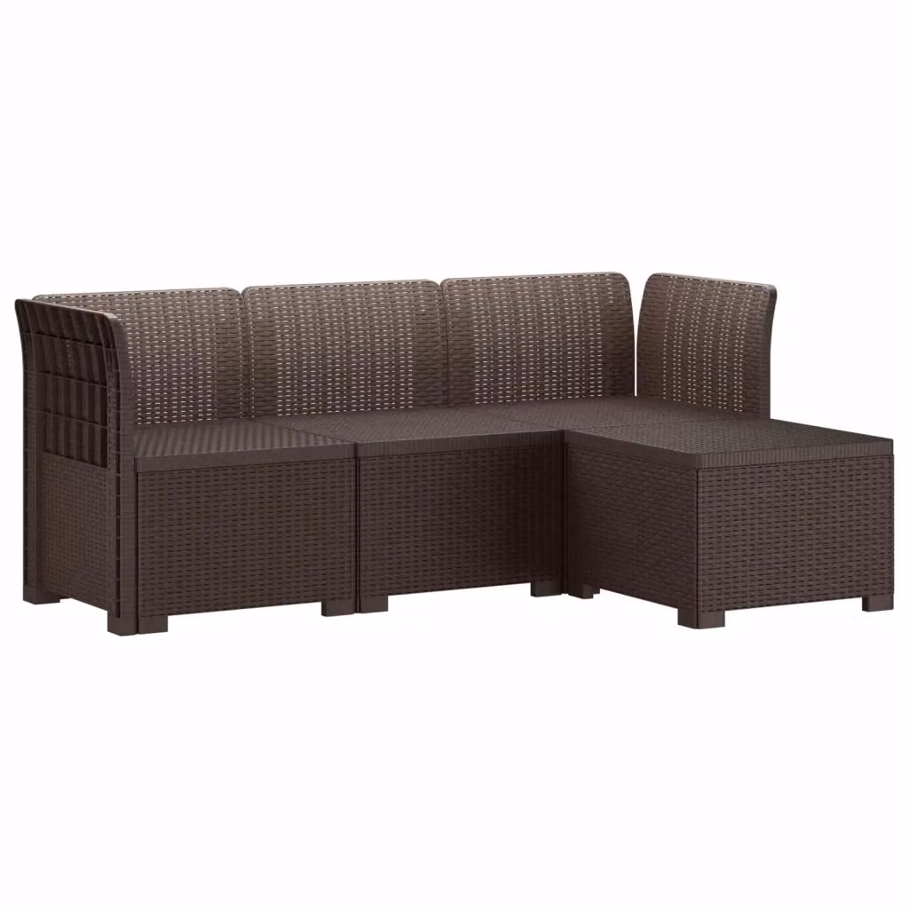 Divano da esterno a L moderno in polyrattan marrone con cuscini inclusi per giardino e terrazzo – 2