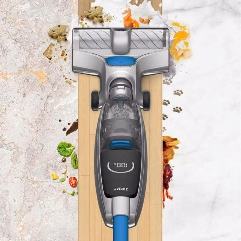 Aspirapolvere e pulitore per pavimenti senza fili da 220W, con serbatoio dell'acqua e display LED intelligente