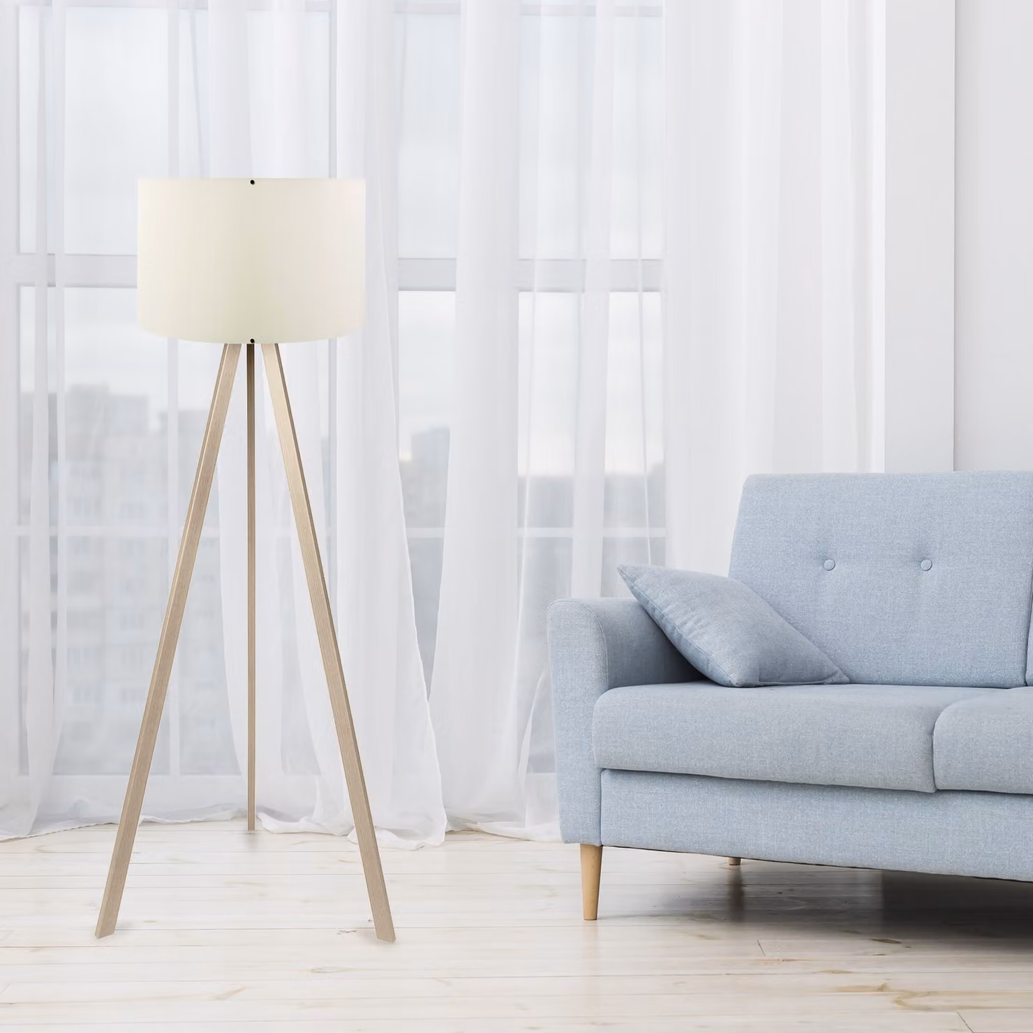Opviq, AYD-1524, lampade da terra, crema, MDF, 38 x 38 x 140 cm