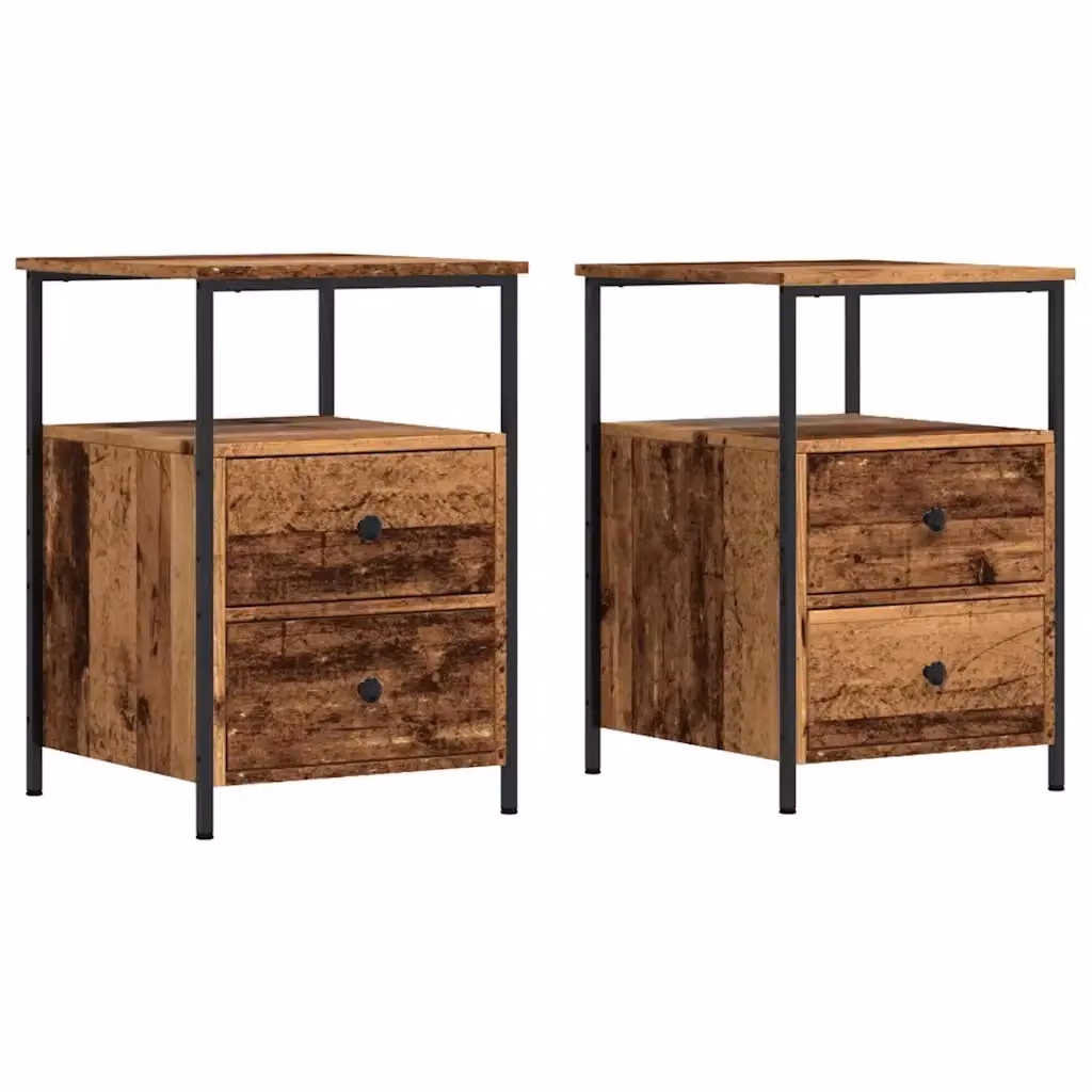 Set di 2 Comodini Design Mania in Legno Marrone con Design Classico, L 34 cm x P 35,5 cm x H 50 cm – 2