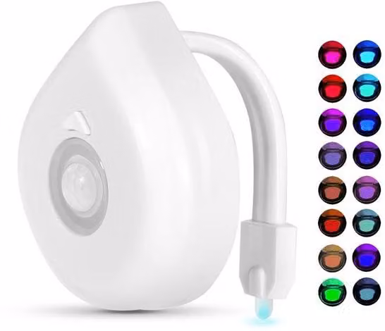 Lampada LED per bagno con sensore di movimento, 16 colori, alimentata a batterie (batterie non incluse)
