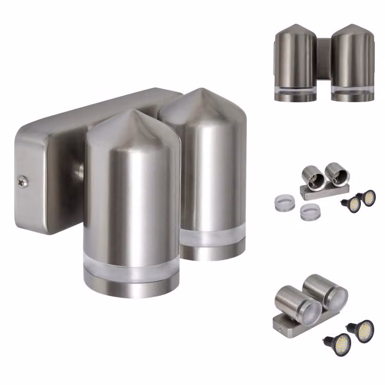 vidaXL Applique LED in acciaio inox a forma di cono irradiato verso il basso - Illuminazione esterna
