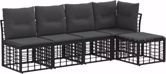 Set di divani da esterno | Set Salotto da Giardino Nero Poliestere