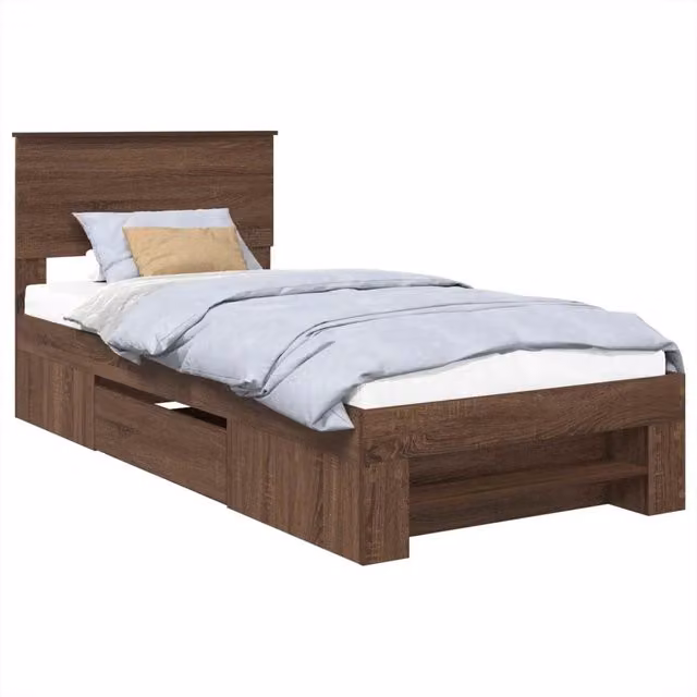 Letto singolo | Letto per adulti | Struttura del letto con testiera Rovere Marrone 80 x 200 cm
