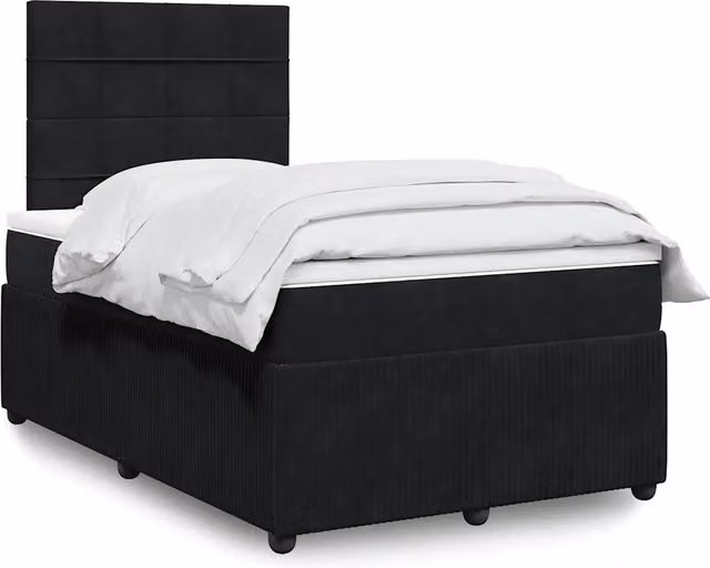 Letto Ibrido vidaXL in Velluto Nero con Materasso e Illuminazione Sotto il Letto L/P: 120 x 200 cm
