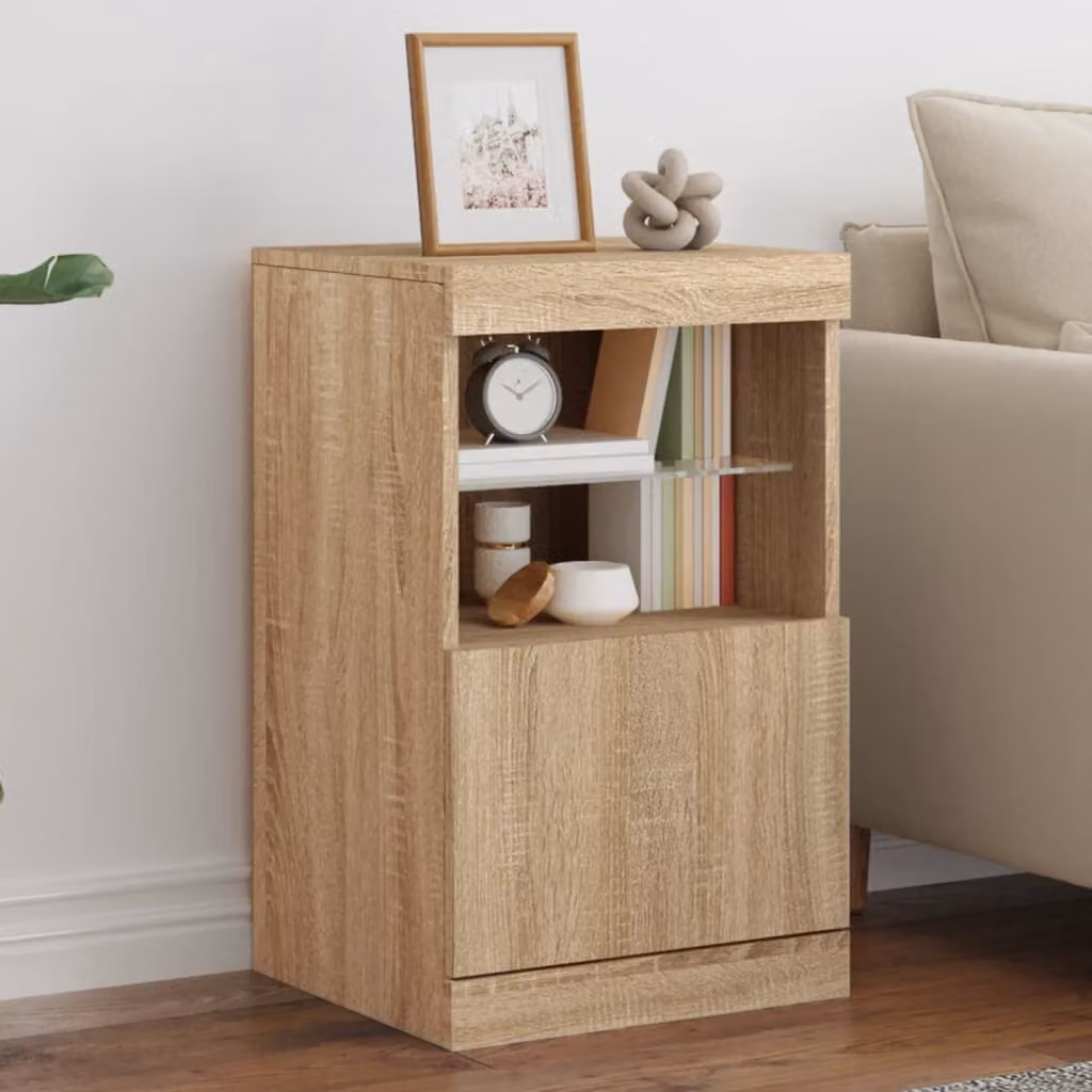 Credenza moderna vidaXL con luci LED in rovere sonoma, L 41 cm x P 37 cm x H 67 cm