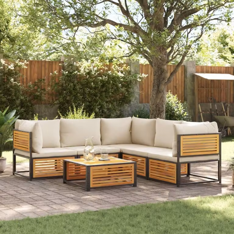 Maison Exclusive - Set da giardino 6 pezzi con cuscini in legno massello di acacia
