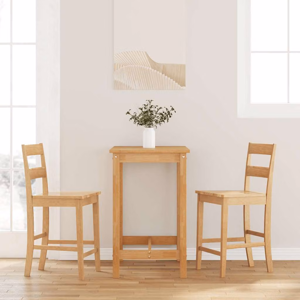 Set di 2 sgabelli da bar vidaXL in legno massello di Hevea colore naturale marrone opaco
