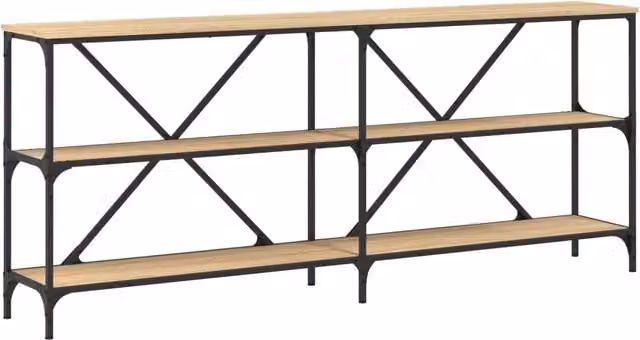 Tavolo Consolle d'Ingresso in Legno Rovere e Metallo Stile Industrial L/P/H: 180 x 30 x 75 cm