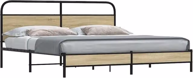 Giroletto vidaXL in metallo e MDF color rovere con struttura in metallo L: 187 cm, P: 219 cm, H: 100 cm