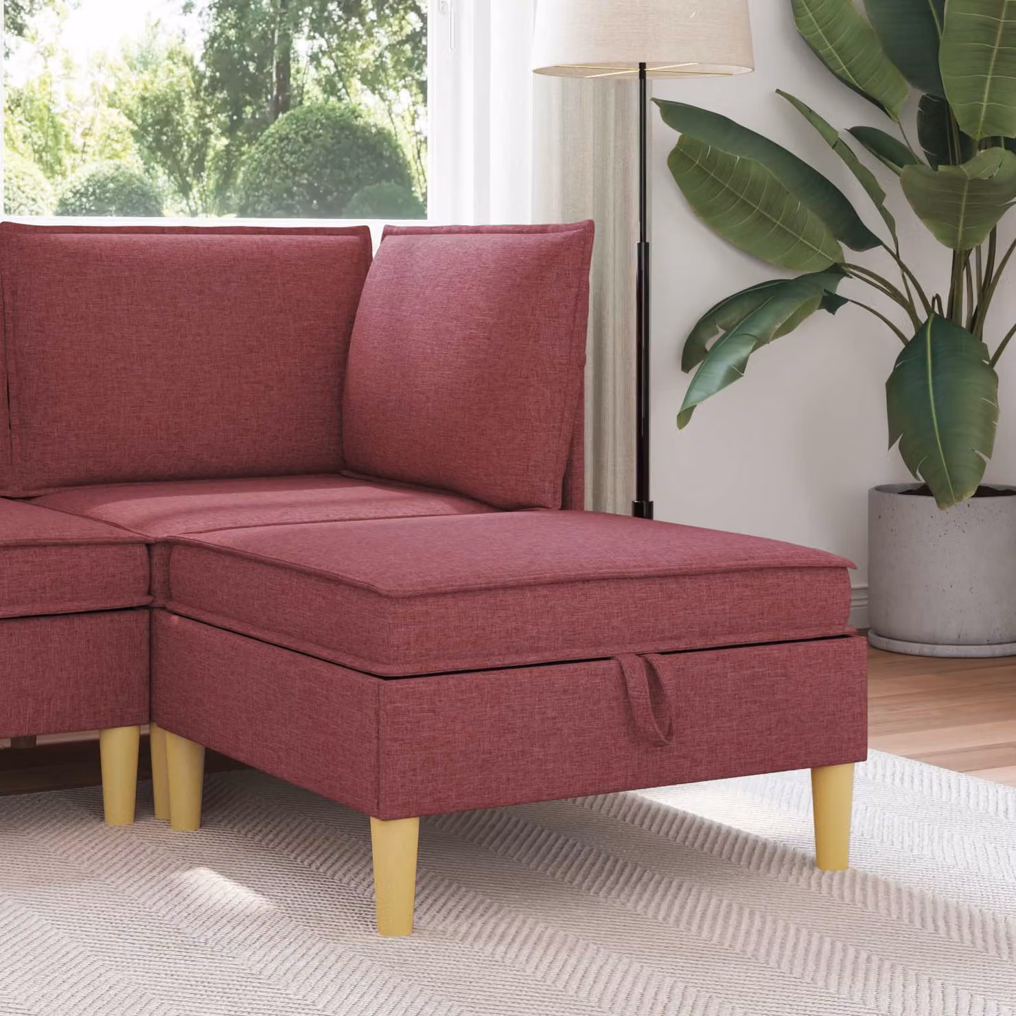 Divano con contenitore in tessuto vidaXL stile minimalista per soggiorno in marrone e rosso