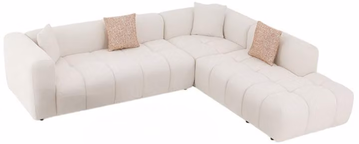 Designer Beiges Ecksofa Luxus Stoffsofa Wohnzimmer Couchen