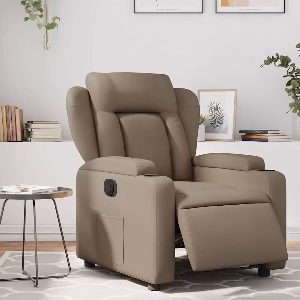 Poltrona Reclinabile Elettrica vidaXL in Similpelle Beige e Marrone con Braccioli e Funzione Auto-Return – 1