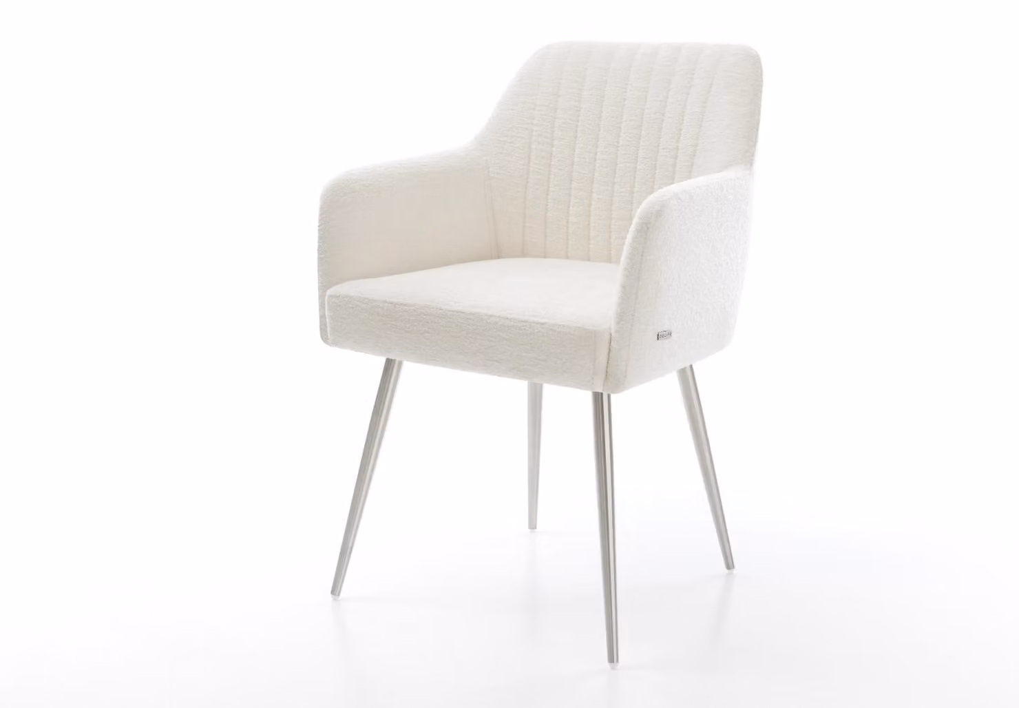 DELIFE Sedia da pranzo Greg-Flex Bouclé Soft Beige Anima a 4 piedi conica con molle tascabili in acciaio inox