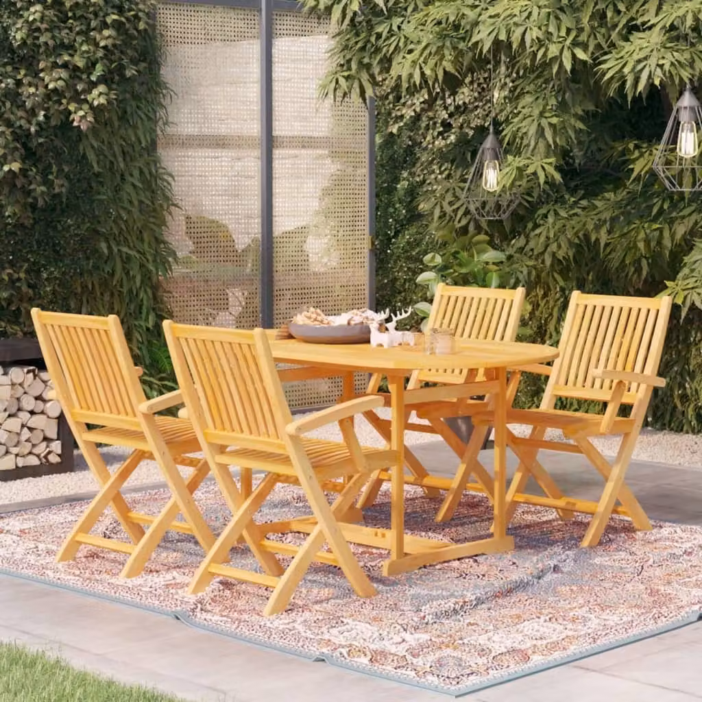 Maison Exclusive - Set da pranzo da giardino in teak massiccio, 5 pezzi