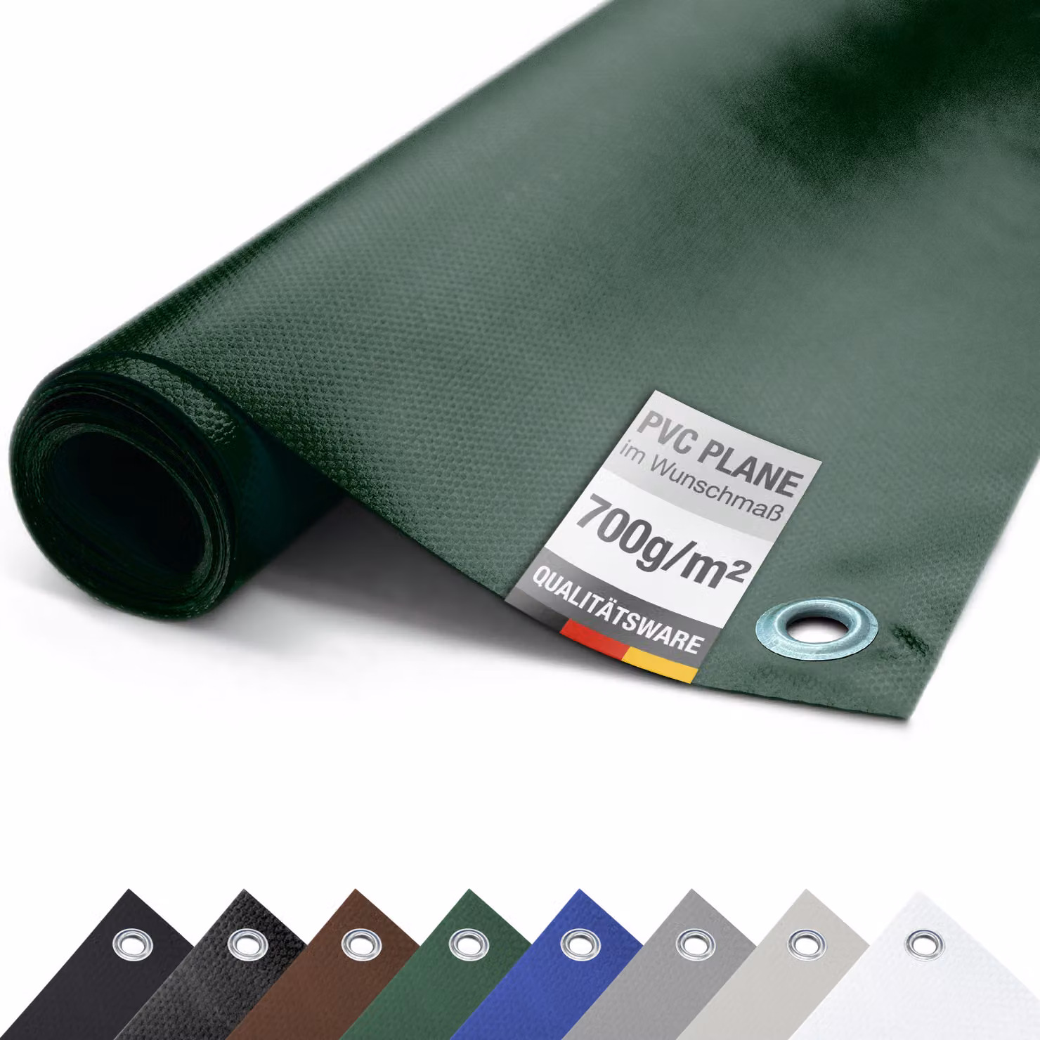 Telone PVC camion 700g/m² CON OCCHIALI Telone protettivo opaco antistrappo stabile (verde, 3m x 12m)