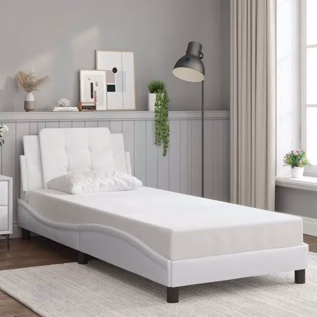 Giroletto Zadar VIDAXL senza materasso in similpelle bianco L/P/H: 200 x 80 x 35 cm