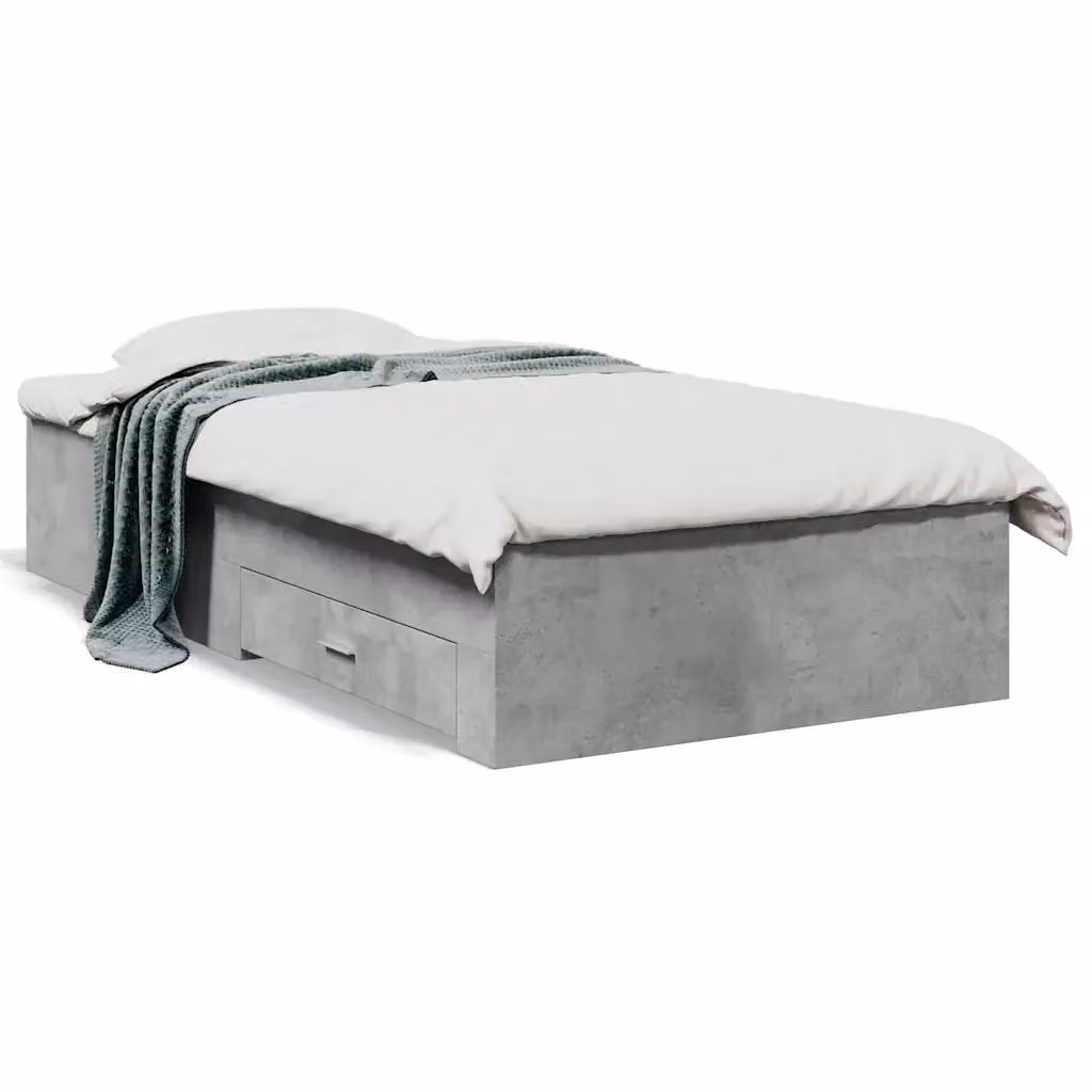 Letto con cassetti vidaXL in legno multistrato grigio cemento 90 x 200 cm – 2