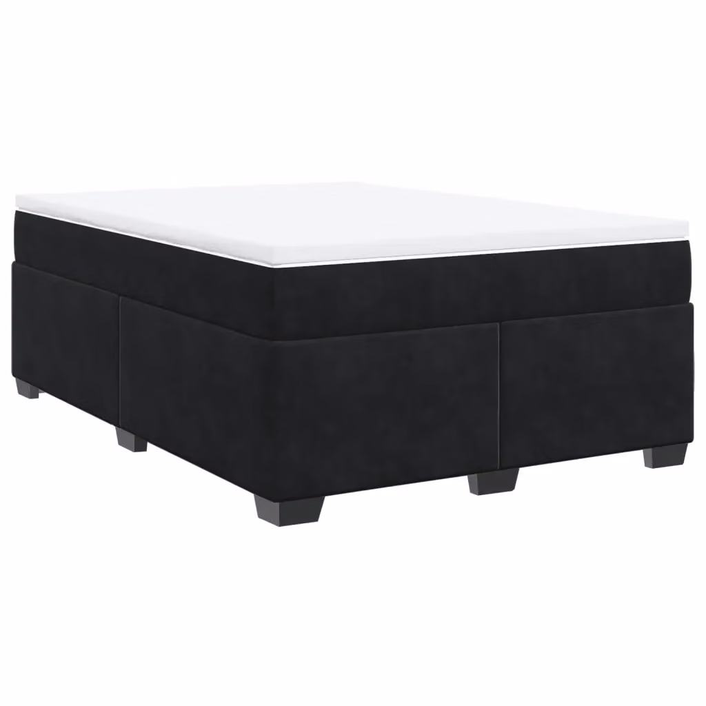 Letto con Giroletto a Molle e Materasso Ibrido vidaXL in Velluto Nero e Bianco L/P: 140 x 200 cm – 2