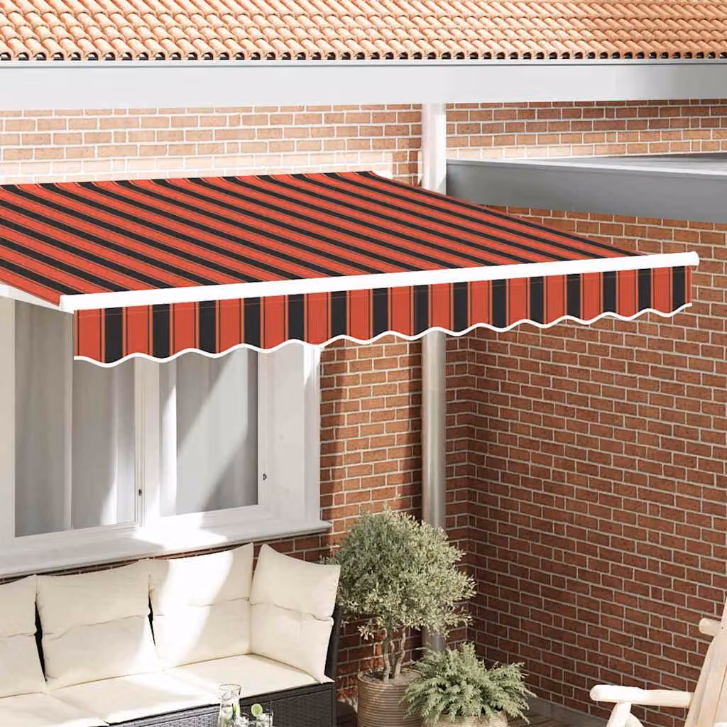 Maison Exclusive - Sostituzione del volantino per tenda da sole, motivo a righe arancione e marrone, per tende da sole da 3,5 metri