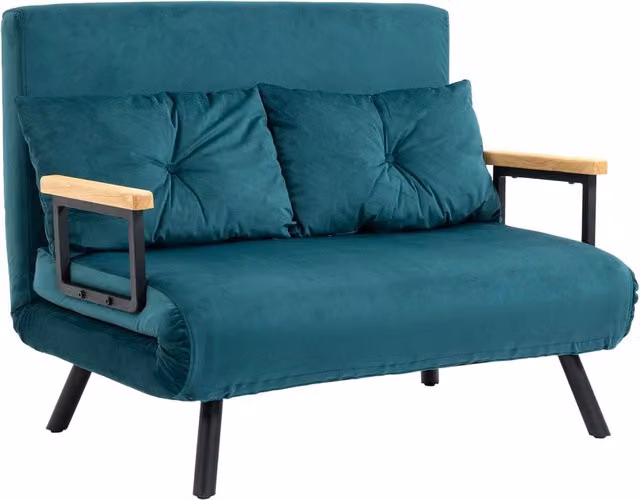 Divano Letto 2 Posti 102x73x81 cm in Tessuto Effetto Velluto Verde