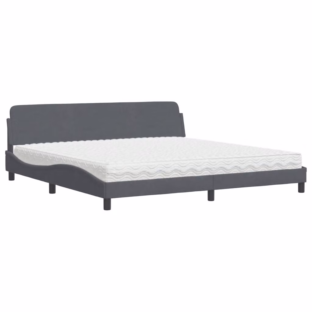 Letto con Materasso Dover Grigio Scuro 200x200 cm Velluto