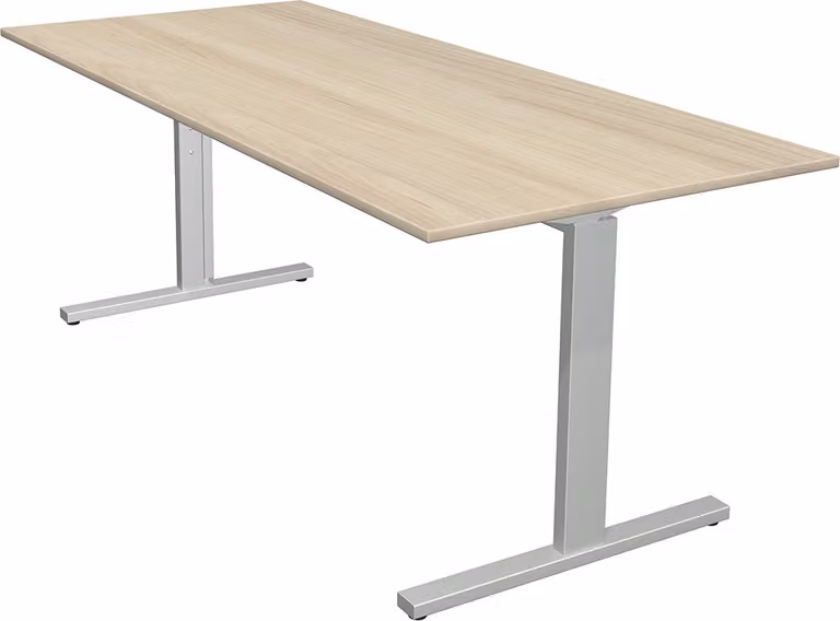Scrivania Kerkmann Form 2 180x80x70-82 cm, base a T in alluminio argento, acero