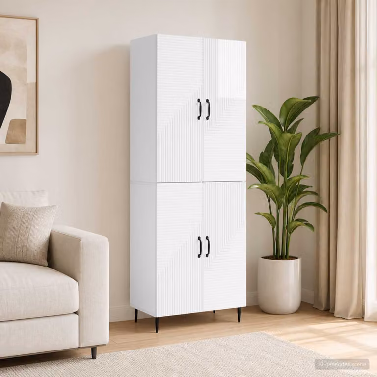 Set di 2 armadi a muro vidaXL in legno MDF bianco opaco per soggiorno, ufficio o giardino, H: 89,5 cm, L: 66,0 cm, P: 34,5 cm