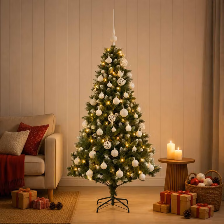 vidaXL Albero di Natale Artificiale con Palline 150 cm 150 LED