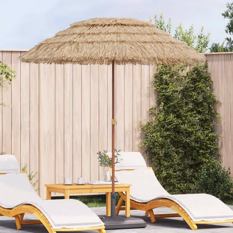Ombrellone da spiaggia vidaXL in poliestere e acciaio, beige o marrone, L/P/H: 160 x 160 x 196 cm