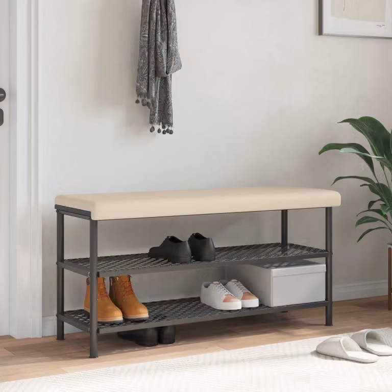 vidaXL Cuscino per panchina in microfibra beige con imbottitura in schiuma e base antiscivolo L: 110 cm, P: 38 cm, H: 3,5 cm