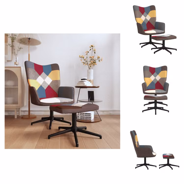 vidaXL Poltrona relax con sgabello Tessuto patchwork - Poltrona