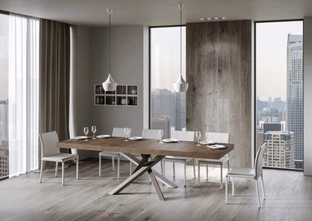 Tavolo allungabile Volta Premium noce con telaio 4/C, moderno e rettangolare, L/P: 90 x 140/400 cm – 2