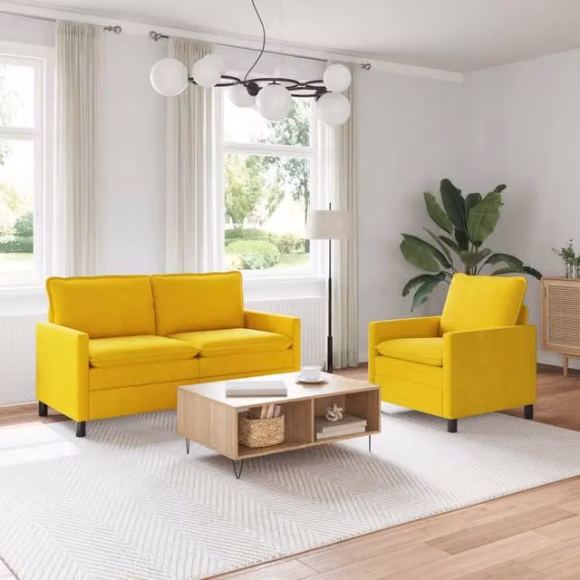Set di divani 2 pz Giallo Velluto 3417073