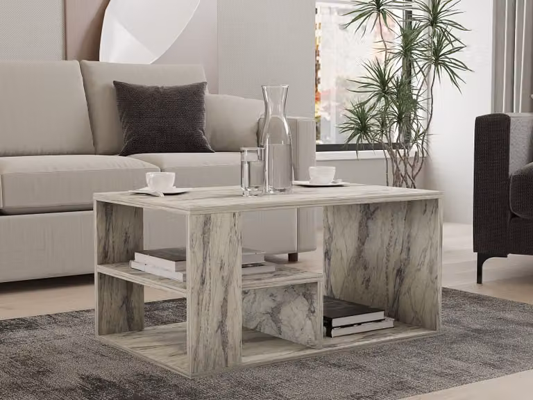 Skye Decor, Eros - Freesia Marble, marmo freesia, tavolino da salotto, 80 x 40 x 50 cm, 100% pannelli truciolari rivestiti in melamina
