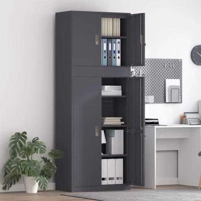 Armadio 2 pz Antracite 80 x 40 x 210 cm Acciaio Bloccabile 3438743