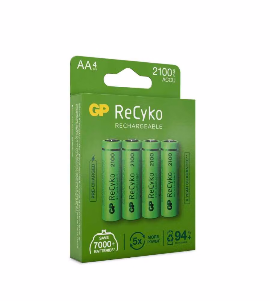 GP Batterie Ricaricabili Stilo AA - 2100mAh - Blister 4 Pezzi