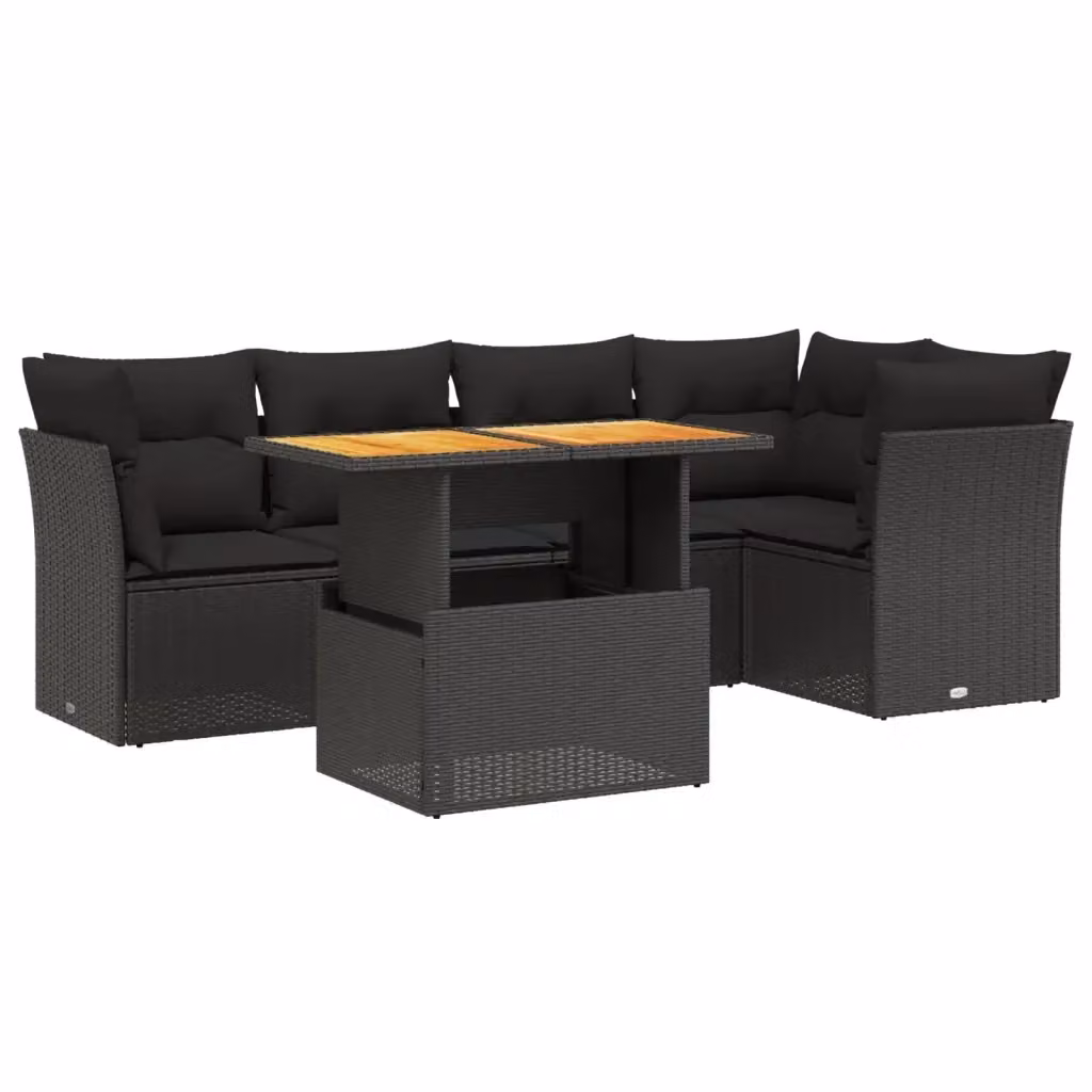 Set di Divani da Giardino L-Shape vidaXL 5 Pezzi con Cuscini e Tavolino Nero – 2
