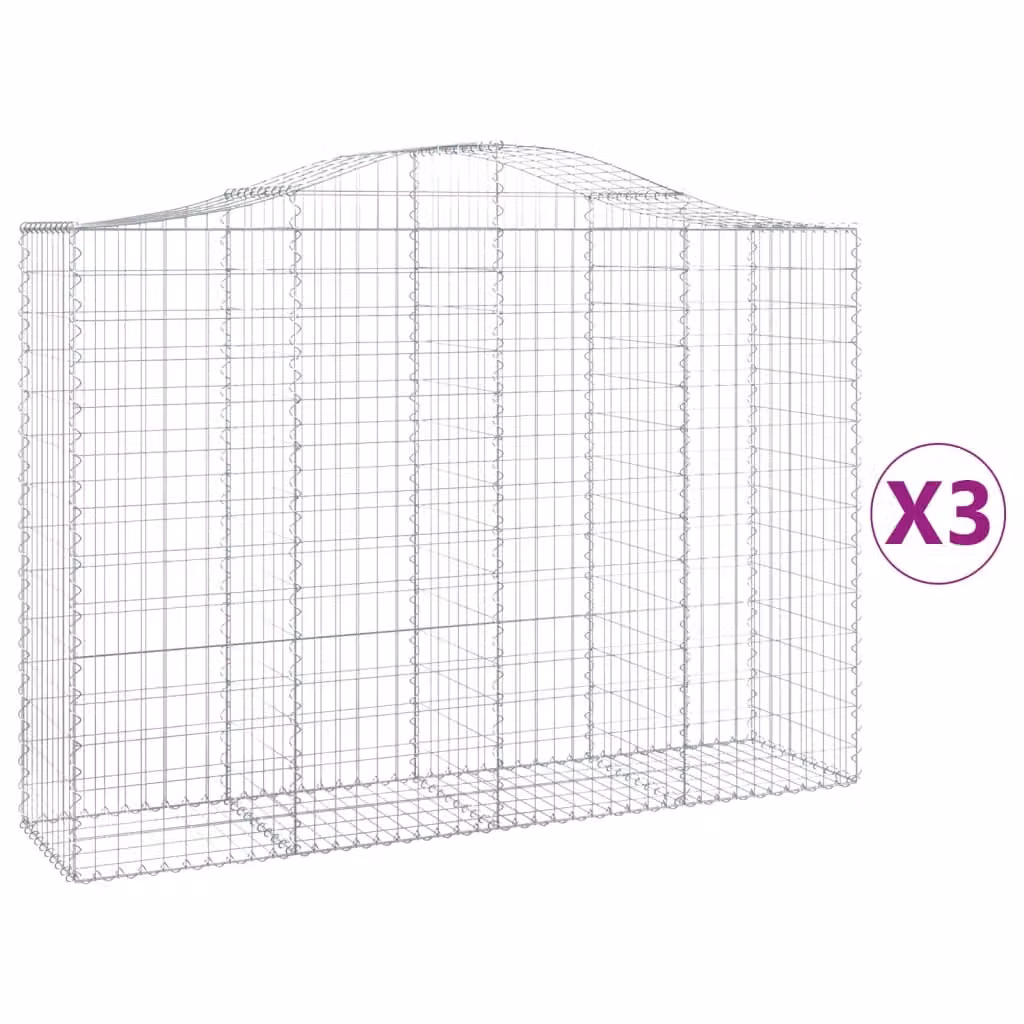 Cesti Gabbioni ad Arco 3 pz 200x50x140/160 cm Ferro Zincato