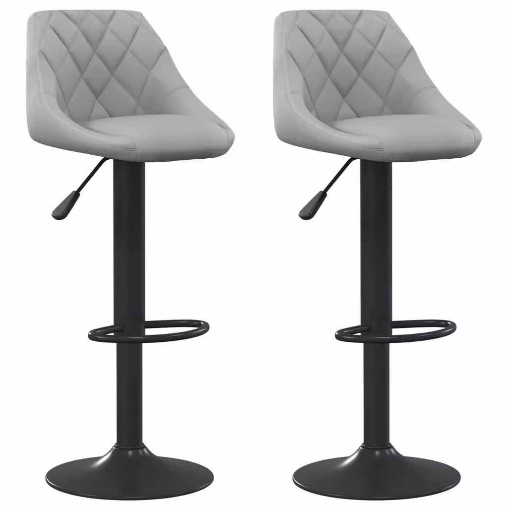 Set di 2 sgabelli da bar vidaXL in velluto grigio con seduta girevole a 360 gradi – 2