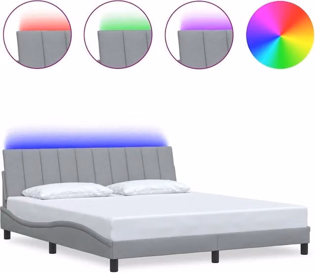 Letto matrimoniale | Letto per adulti | Giroletto senza Materasso Hanko Grigio Chiaro 180x200 cm Tessuto