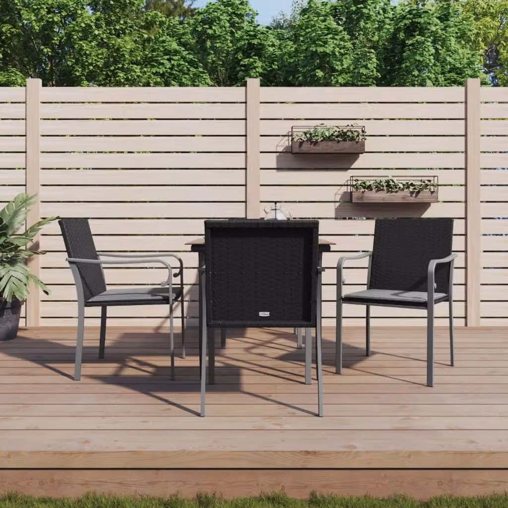 The Living Store Set da pranzo da giardino 5 pezzi con cuscini in poly rattan e acciaio