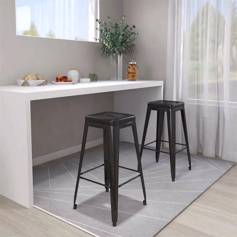 Set di 2 sgabelli da bar impilabili vidaXL in metallo nero stile industriale