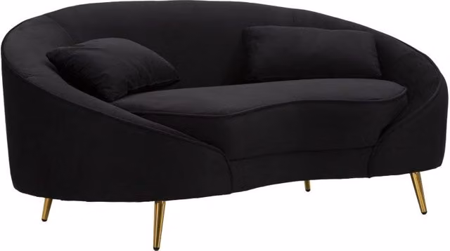 Divanetto 2 Posti Oslo Con Cuscini Nero cm 148x84x68