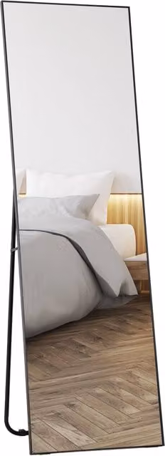 Specchio da terra a figura intera rettangolare 50 x 160 cm con cornice in metallo nero, specchio da parete per camera e soggiorno