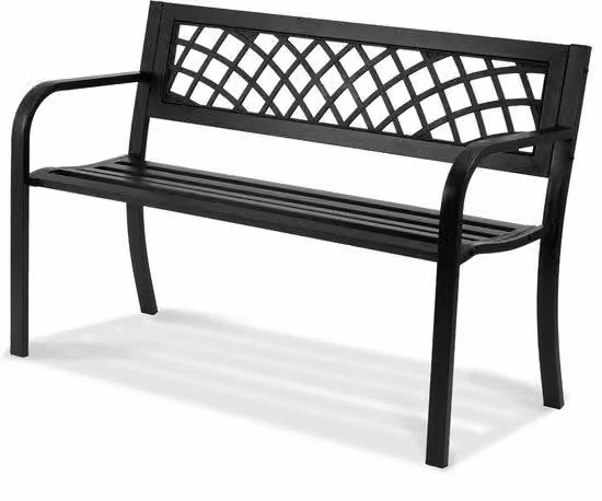 Panca da giardino in metallo - Lettino da giardino - Rilassarsi all'aperto - Struttura in metallo resistente agli agenti atmosferici - Larghezza: 117 cm - Colore: nero
