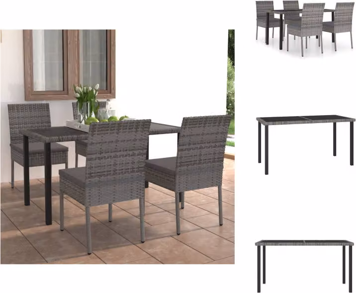 vidaXL Set da pranzo da giardino 5 pezzi in rattan grigio - Set di mobili da giardino