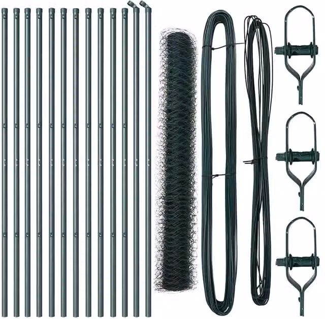 Palo per recinzione tondo in acciaio e PVC verde DESIGN IN Altezza: 140 cm, Diametro: 27 mm