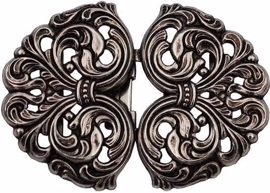 Chiusura in velcro argentata per dirndl, 58 mm x 42 mm, metallo