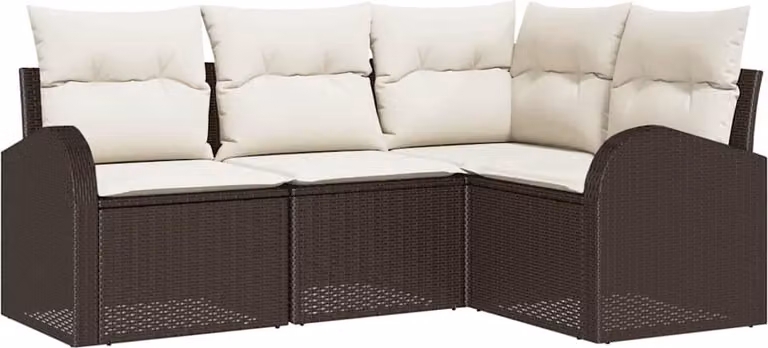 Set Divano da Giardino Marrone polyrattan